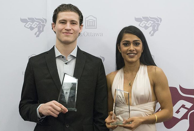 Biswal and L&rsquo;Africain named Athletes of the Year at Gee-Gees Banquet