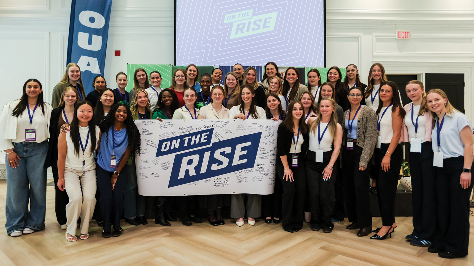 Group photo of all the women student-athletes in attendance at the inaugural women in sport summit 