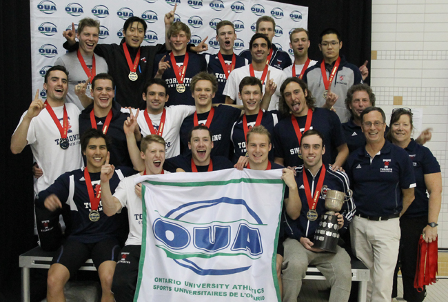 Varsity Blues defend OUA Men's and Women's Swimming Championship banners